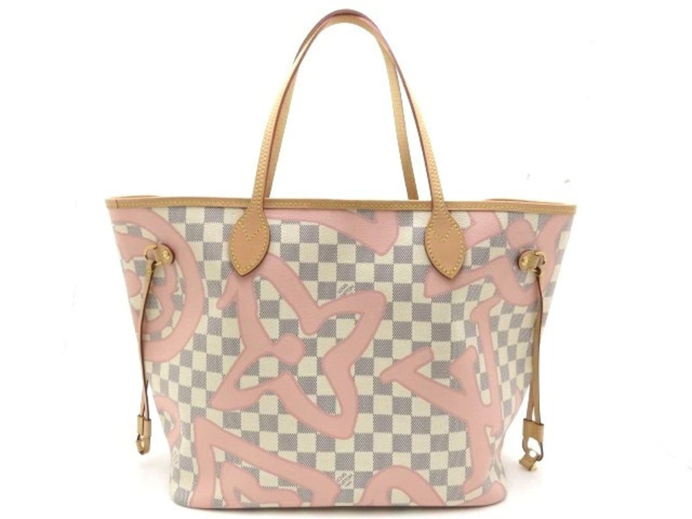 LOUIS VUITTON Neverfull Tote Bag Damier Azur White Tacienne